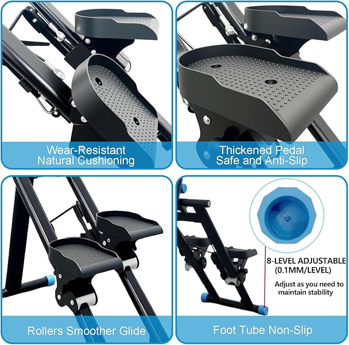 Stepper Machine Adjustable Handles, Compact Stepper Exercise Machine with LCD Display for Home Cardio Workout