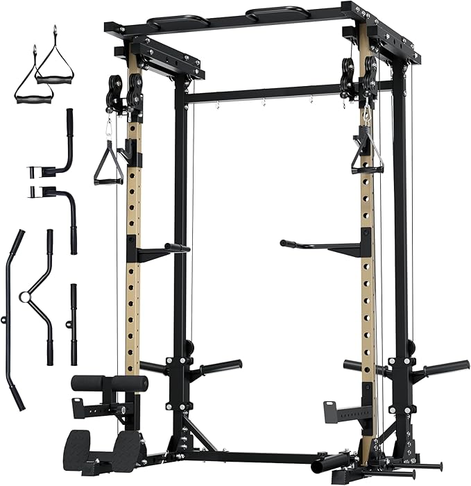 MAJOR FITNESS Drone3 Power Rack, 2500lbs Multi-Function Home Gym Squat Rack with Dual Pulley System, Pull-Up Bar & J-Hooks, Heavy-Duty Steel Frame for Maximum Stability & Strength Training