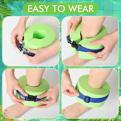 Hungdao Water Aerobics Set for Aquatic Exercise 1 Pair Swimming Glove 2 Pcs Foam Swim Aquatic Cuffs Water Weights Pool Resistance Fitness Equipment for Adults Swimming Training Workouts