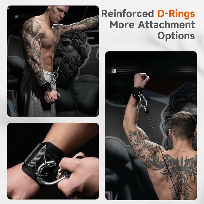 Non-Slip Gym Wrist Sraps for Weightlifting, Double Rubber Weight Lifting Straps with D Rings for Cable Machine Workout, Wrist Wraps with Cushion Wrist Loop for Men Women Deadlift