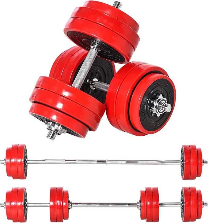 Soozier Adjustable Dumbbell Set, Convertible to Barbell Weight Set for Home Gym Women and Men Weight Lifting Training.