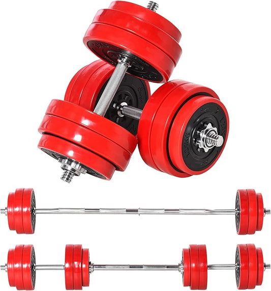 Soozier Adjustable Dumbbell Set, Convertible to Barbell Weight Set for Home Gym Women and Men Weight Lifting Training.