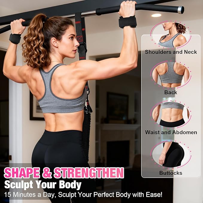 Upgraded Pull Up Assistance Bands for Women, Heavy Duty Resistance Bands with Handles, Exercise Band with Door Anchor, Workout Band Set for Pull Up Bar, Full Body Sculpting,Muscle Training, Home Gym