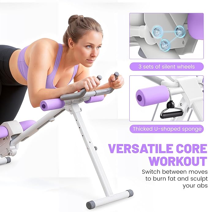 Ab Machine, Adjustable Ab Trainer Machine for Abs Workout at Home Gym, Abdominal Trainer for Stomach Workout, Foldable Abdominal Exercise Machine with Knee Protection and LCD Monitor