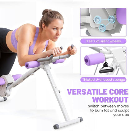 Ab Machine, Adjustable Ab Trainer Machine for Abs Workout at Home Gym, Abdominal Trainer for Stomach Workout, Foldable Abdominal Exercise Machine with Knee Protection and LCD Monitor