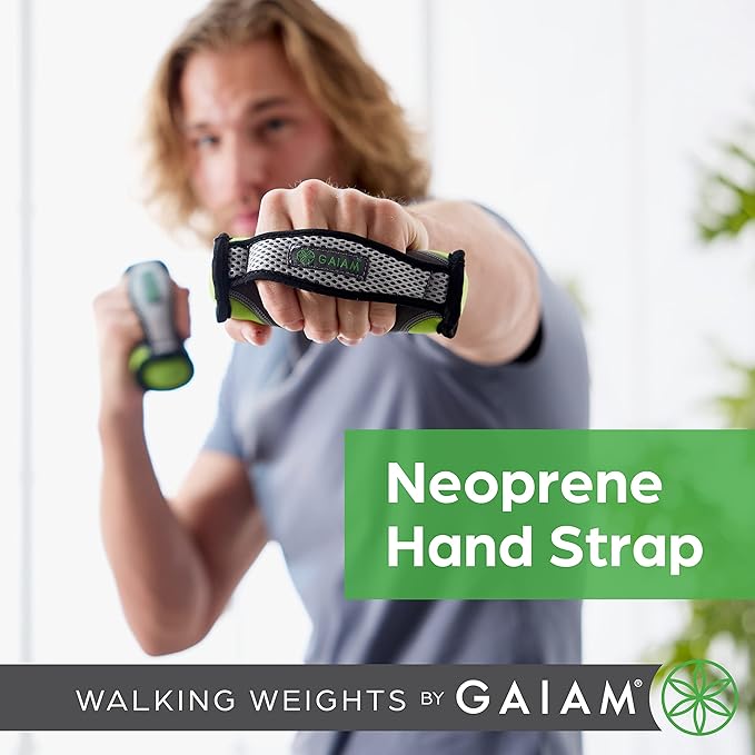 Gaiam Hand Weights for Women & Men Soft Dumbbell Walking Hand Weight Sets with Hand Strap