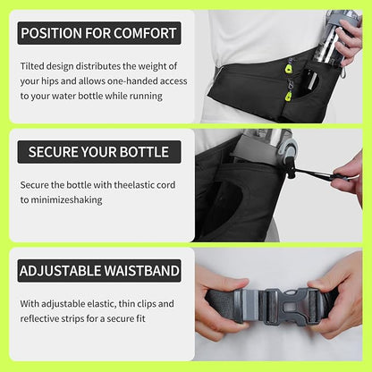 Hydration Belt,Running Water Bottle Belt for Women & Men - Hydration Fanny Pack with Water Bottle Holder for Hiking, Walking, Gym | Lightweight Waist Pack for Running, Fitness, Marathon Essentials