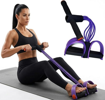 Upgraded 6-Tube Pedal Resistance Band with Handle, Heavy Duty Pedal Puller Resistance Band for Sit Up Exercise Equipment, Fitness Exercise Bands for Women Slimming, Pilates & Yoga Stretching