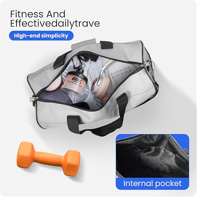 C&F BOGMOST Small Gym Bag for Women & Men,Small Lightweight Duffel Bag Carry On Bags Mini Duffel Travel Bag Waterproof Sports Bags for Workout/Sport/Travel, Grey,Medium