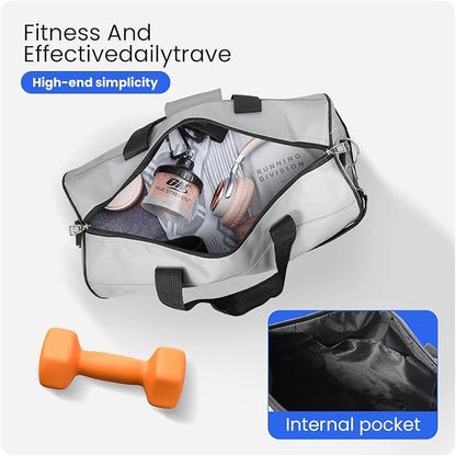 C&F BOGMOST Small Gym Bag for Women & Men,Small Lightweight Duffel Bag Carry On Bags Mini Duffel Travel Bag Waterproof Sports Bags for Workout/Sport/Travel, Grey,Medium