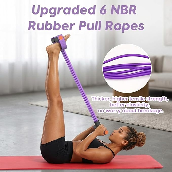 Upgraded 6-Tube Pedal Resistance Band with Handle, Heavy Duty Pedal Puller Resistance Band for Sit Up Exercise Equipment, Fitness Exercise Bands for Women Slimming, Pilates & Yoga Stretching