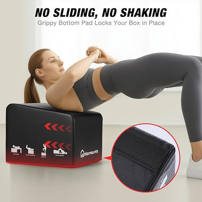 WARMOUNTS Hip Thrust Bench, Multi-Functional Hip Thrust Machine for Strength Training, Glute Bridge Box with Handle, Non-Slip Pad and Smooth Rim Design, for Home and Gym, 700LB Load Capacity