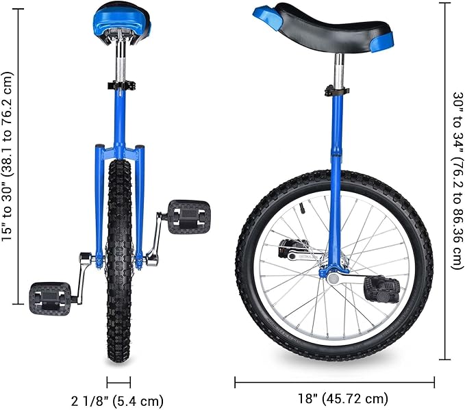 AW 16/18/20/24 Inch Wheel Outdoor Unicycle Adjustable Seat Exercise Bicycle Fit Adults Kids Outdoor Sports Fitness Exercise, for Choice
