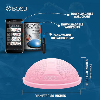 Bosu Half Ball Home Balance Exercise Trainer for Strength and Flexibility Workouts with Built to Last Burst Resistant Material and Hand Pump