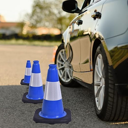 8 Pack 12 Inch Blue Safety Cones Durable with Black Base, Driveway Markers, Skating Practice, Pet Agility Training, Parking Lot Use (8, Blue, 12 Inch)