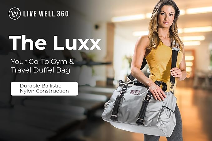 Live Well 360 Gym Duffel Bag for Men or Women – Bag with Shoe, Laptop & Wet Compartment - Perfect Sports or Workout Shoulder Bag with Multiple Compartments – CrossFit, Yoga, Boxing - THE LUXX