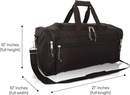 DALIX 21" Blank Sports Duffle Bag Gym Bag Travel Duffel Adjustable Strap in Black