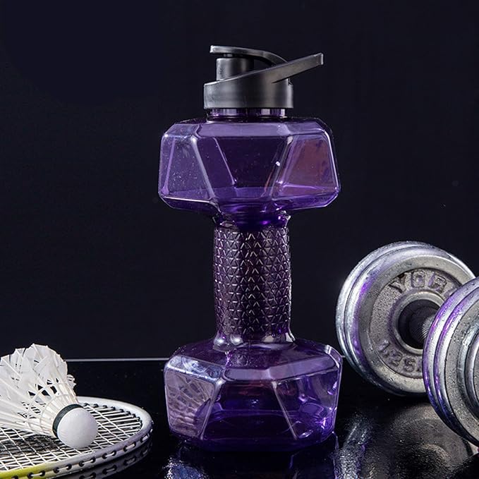 Big Capacity PETG Friendly Cup Dumbbell Shape Drinking Water Bottles Barbell Kettle Body Training Bottle () for Outdoor Camping Travel