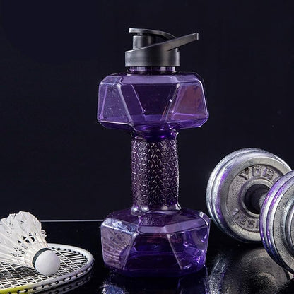 Big Capacity PETG Friendly Cup Dumbbell Shape Drinking Water Bottles Barbell Kettle Body Training Bottle () for Outdoor Camping Travel