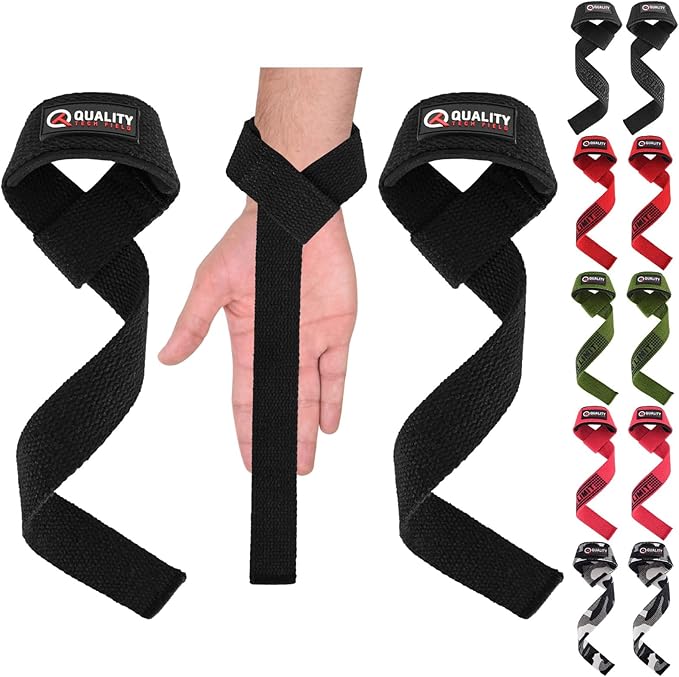 QTF Lifting Wrist Straps for Weightlifting, Gym Wrist Wraps Padded Wrist Support Wraps, Bodybuilding, Powerlifting, Deadlifting and Secure Grip