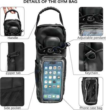Magnetic Gym Bag for Men & Women - Adjustable Strap，Small Gym Bag，Magnetic Large Water Bottle Holder - Ideal for Fitness, Travel & Sports