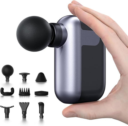 Mini Massage Gun with 10 Massage Heads, Percussion Deep Tissues Handheld Muscle Massager, 8mm Amplitude High-Intensity Massager Gun for Pain Relief for Office Gifts for Her, Home, Athletes