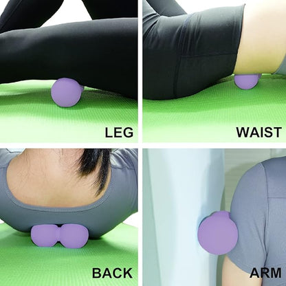 Hard Peanut Massage Ball, Double Lacrosse Massage Ball. Deep Tissue Massager Mobility Roller for Physical Therapy Myofascial Release Trigger Point Muscle Relax Pain Relief Acupressure (Purple)