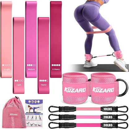 Ankle Resistance Bands with Cuffs, Resistance Bands Set for Working Out, Leg and Glute Exercise Bands – Home Gym Workout Equipment for Women, Booty Building, Pilates, Rehab, Physical Therapy