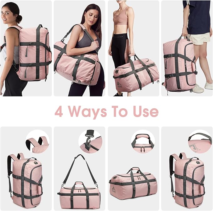 G4Free Gym Bag for Women Men 45L Duffle Backpack with Shoe Compartment Water Resistant Travel Weekender Bag
