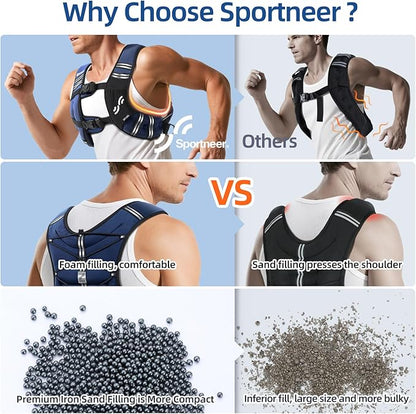 Sportneer Weighted Vest Woman: 8lb/12lb/15lb/20lb/25lb Weight Vest for Walking with Phone Bag, Adjustable Women Weighted Vest for Running Rucking Vest for Jogging Strength Training Weight Loss