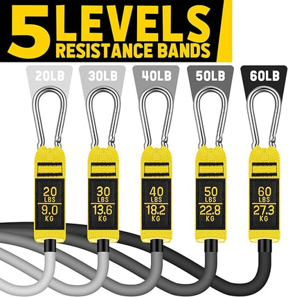 WALITO Resistance Bands Set - Exercise Bands with Handles, Door Anchor, Legs Ankle Straps, for Heavy Resistance Training, Physical Therapy, Muscle Training, Yoga, Home Workouts, Gym