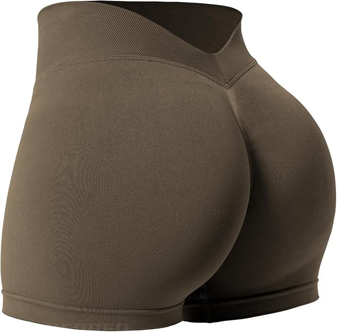 YEOREO Workout Scrunch Shorts Women V Back Gym Butt Lifting Liz High Waisted Seamless Shorts