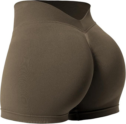 YEOREO Workout Scrunch Shorts Women V Back Gym Butt Lifting Liz High Waisted Seamless Shorts