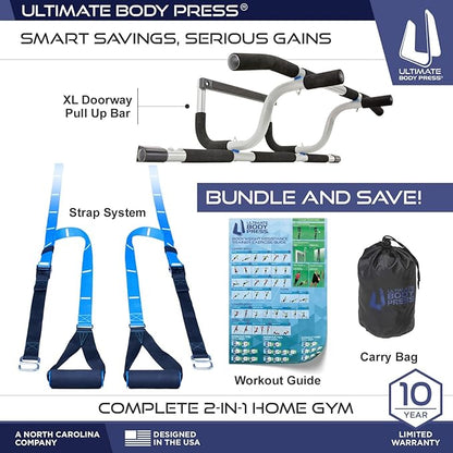 Ultimate Body Press XL Doorway Pull Up bar with Elevated bar & Adjustable Width
