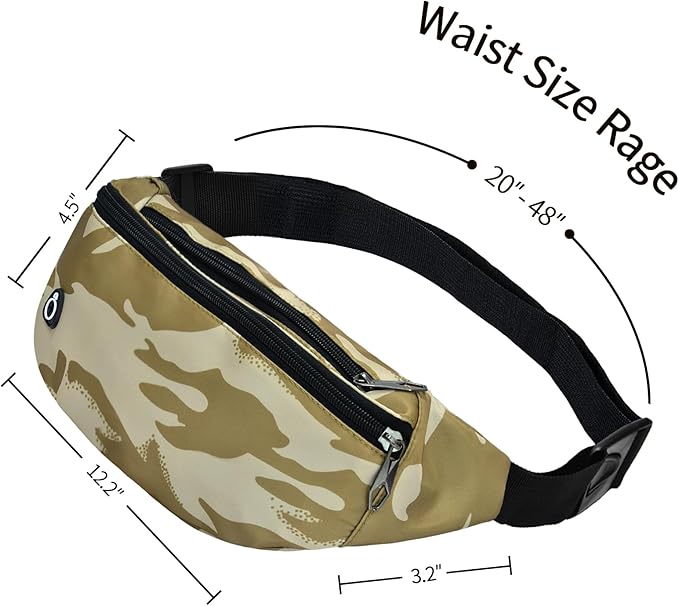 Fanny Pack for Men Women, Waterproof Sports Waist Bag Pack, Belt Bag for Travel Hiking Running