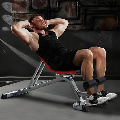 Fitvids Heavy Duty Adjustable and Foldable Utility Weight Bench for Upright, Incline, Decline, and Flat Exercise
