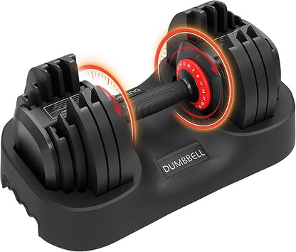 25LBS/56LBS Adjustable Dumbbell One-Hand Quick Adjust Weight Set, Anti-Slip Texture Handle, Full-Body Workout Equipment for Home Gym, Suitable for Men & Women