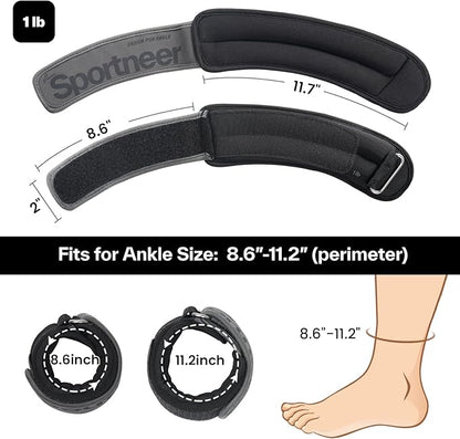 Sportneer Ankle Weights 0.5/1/2/3/5 LBS 1 Pair Wrist Leg Arm Weights for Women Men Kids Child with Adjustable Straps, Strength Weighted for Jogging Running Walking Fitness Gym Workout