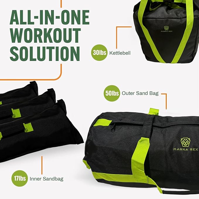 Sandbags for Working Out - 50 to 90 lbs - Adjustable Heavy Duty Equipment for Weight Training - 1 Outer, 3 Inner Sandbags - Portable Tough Workout - Non Slam