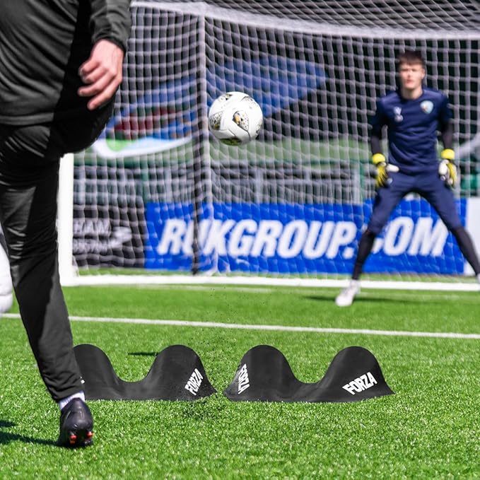 FORZA Goalkeeper Training Deflection Ramp | Durable Rubber Ball Deflector for Soccer- Ideal for GK Reactions, Reflex Training, and Shot Stopping Practice - Two Styles for Varied Training