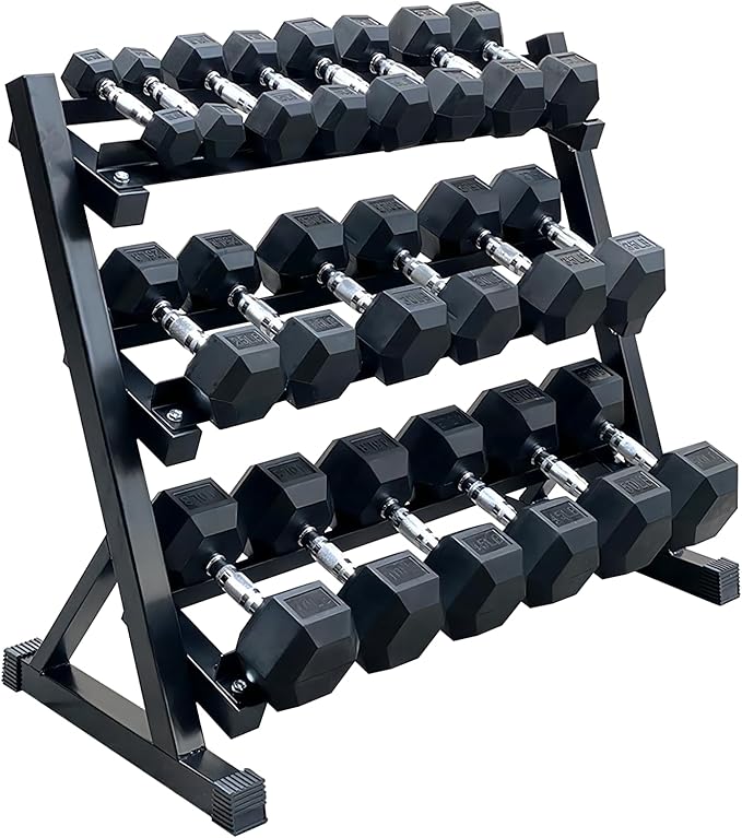 350/450/550 lbs Hex Weight Dumbbells Sets with Rack 5-45lbs Rubber Gym Equipment Coated Dumbbell Free Weights Set for Home Exercises Set of Weights Dumbbells and Rack