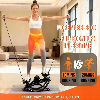 Rock Stepper for Exercise at Home, Lateral Rocking Stepper with Digital Counter & Resistance Bands, 250LBS Weight Capacity & Low Impact, Ski Machine Full Body Workout Equipment