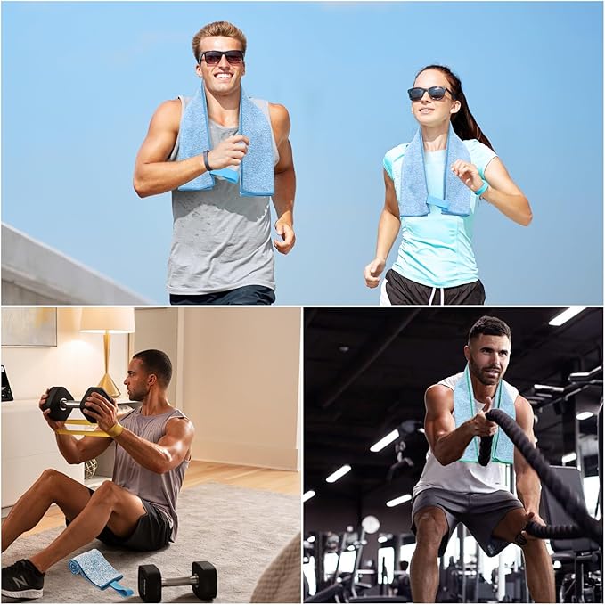 3 Pack Microfiber Gym Towel Quick Dry Sweat Towels Women Men Lightweight Running Cycling Fitness Hiking Tennis Exercise Outdoor Sports Towel(3 Pack(Blue))