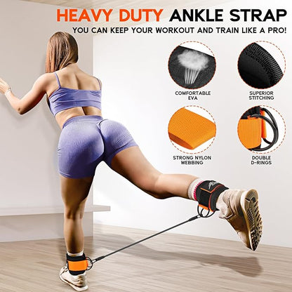 HPYGN Ankle Resistance Bands, Ankle Bands for Working Out with Cuffs, Resistance Bands for Leg Butt Training Workout Equipment for Kickbacks Hip Gluteus Training, Ankle Strap with Exercise Bands