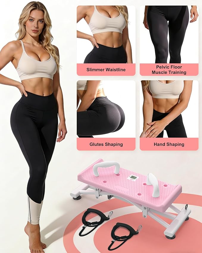 Balance Board for Adults, Ski Training Exercise Equipment with Resistance Bands, Portable Wobble Board with LCD Monitor, 300 lbs Capacity, Balance Trainer for Full Body Workout at Home Gym