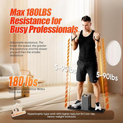 SR3 Pro Smart Home Gym - Max 180lbs All-in-One Foldable Strength Training Machine for Full Body Workouts, Adjustable Resistance Fitness Equipment for Men & Women, Compact Home Workout Cube