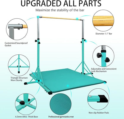 86 York Gymnastics Bar for Kids Ages 3-20, 5FT Base Length, 42" to 63" Adjustable Height, Horizontal Bar, Kip Bar for Gymnast, Gymnastic Training Equipment for Home, Gym Center