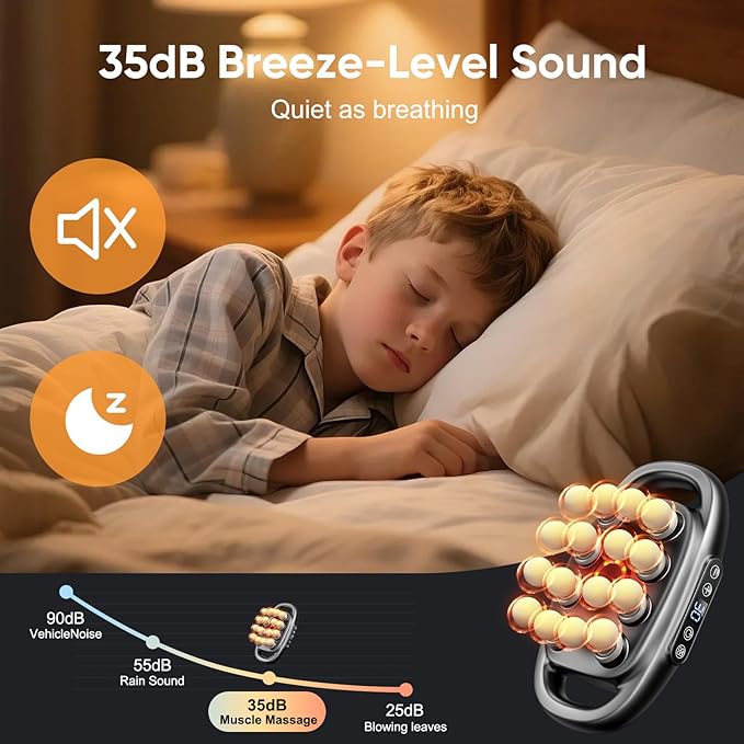 16 Head Massage Gun Deep Tissue - 2026 Upgrade 16-Drive Back Muscle Massager with 3 Modes & 30 Intensities, Portable Quiet Percussion Massager for Legs, Waist, Back, Neck, Buttocks Muscles Pain Relief
