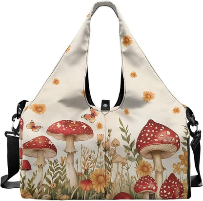 Gym Bag with Yoga Mat Holder Large Tote Bag With Multi Pockets for Women Men Dry Wet Separated Pocket Carryall Yoga Tote Bag for Pilates Travel Workout Office