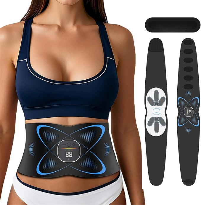 Ab Stimulator Muscle Toner, Abs Stimulator Abdominal Massage Belt with Heating for Lose Belly Fat & Cellulite Melting & Stomach Smooth & Firming, Lower Back Massager for Pain Relief Women Men Gifts